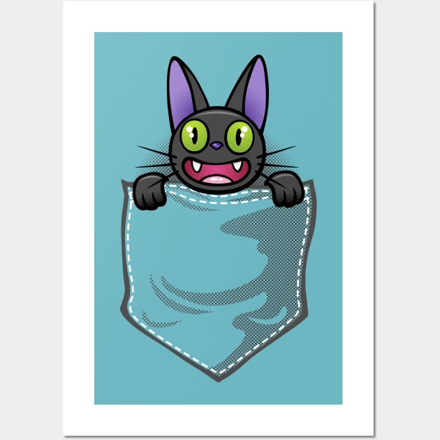 Black cat in the pocket Wall Art by Patrol